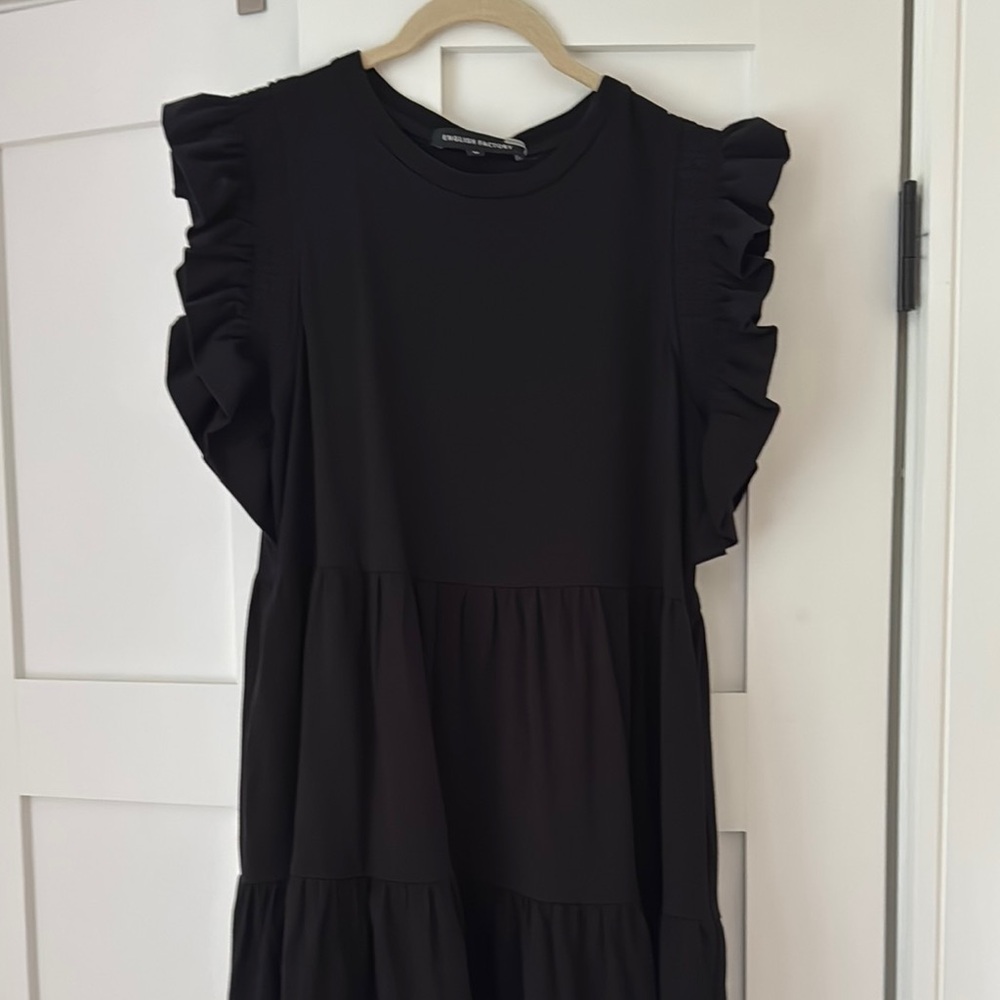 English Factory Black Ruffle Sleeve Dress